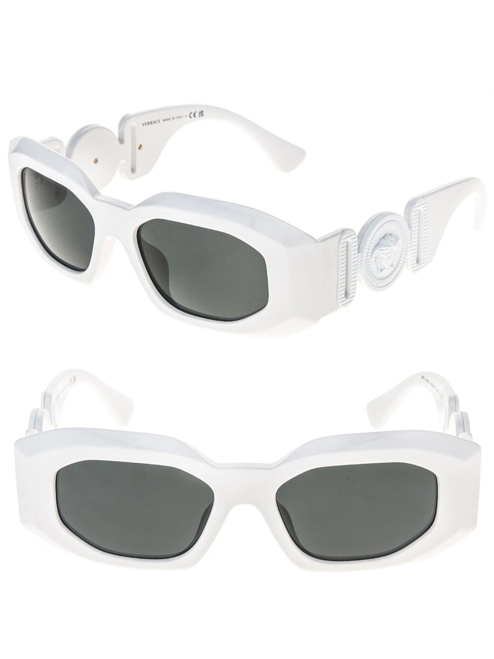 VERSACE VE4425U BIGGIE Medusa MAXI HIP Emblem 4425 White Unisex Sunglasses